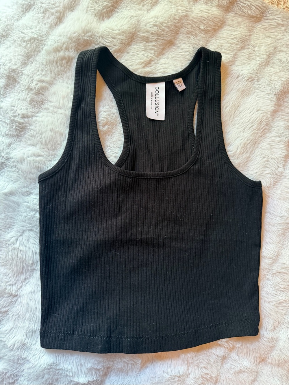 Collusion Women's Black Ribbed Racerback Tank